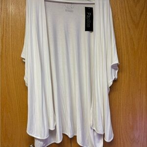 Papillon Women's White Open-Front Draped Cardigan